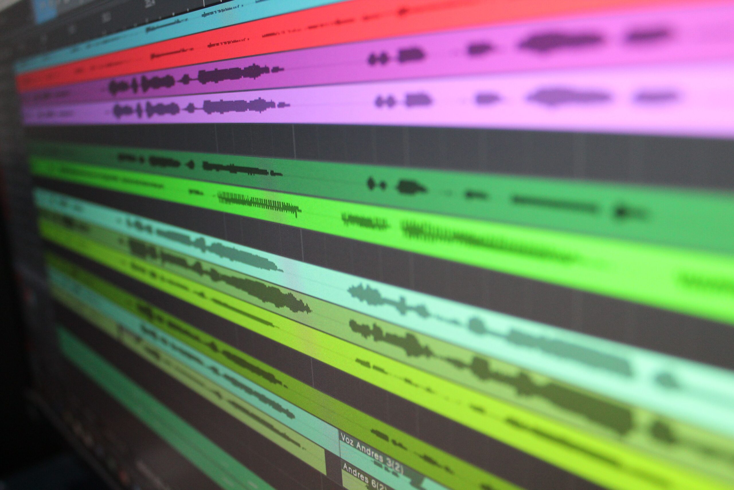 Sound wave forms on a computer screen, the raw material of synthesized speech